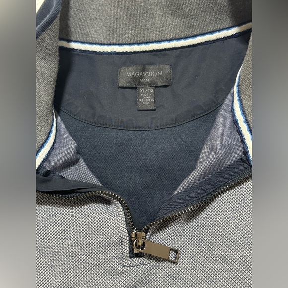 Magaschoni Men’s XL Navy Blue Color Block Long Sleeve Textured Pullover - Picture 5 of 10